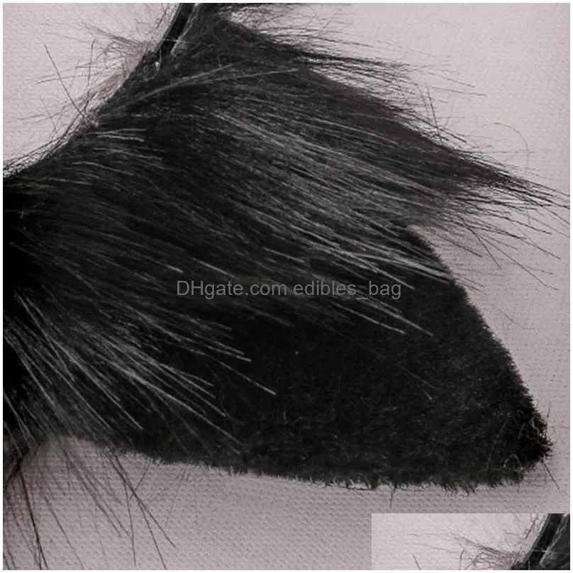 other event party supplies lovely faux fur wolf cat ears headband realistic furry animal hair hoop lolita anime masquerade