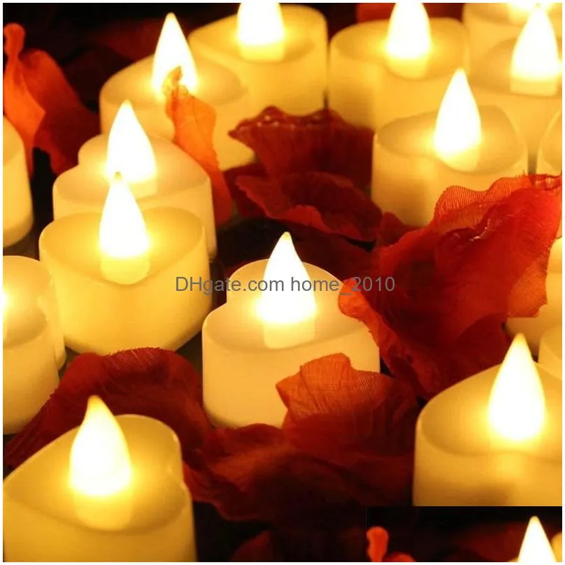 24 flameless small led candle for home christmas party wedding decoration heart-shaped electronic tealight candles battery-power