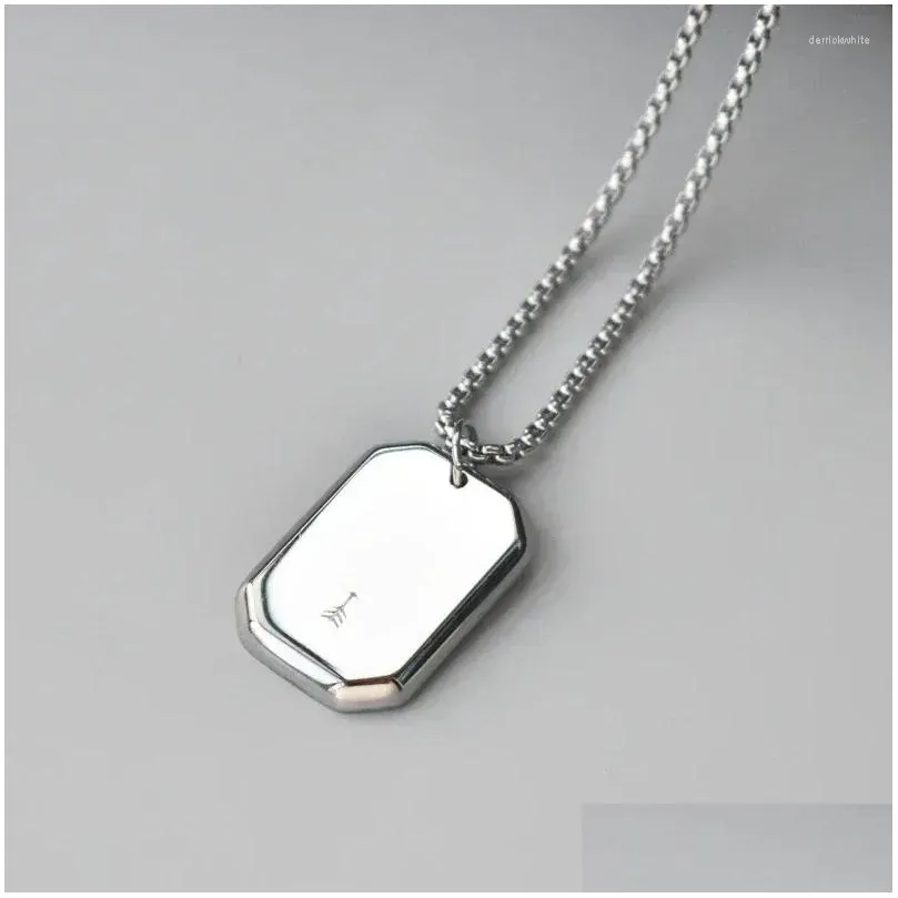 Pendant Necklaces Men`s High Polished Dog Tag Rock Punk Silver Color Stainless Steel Geometric Arrow Collar Gifts For Him