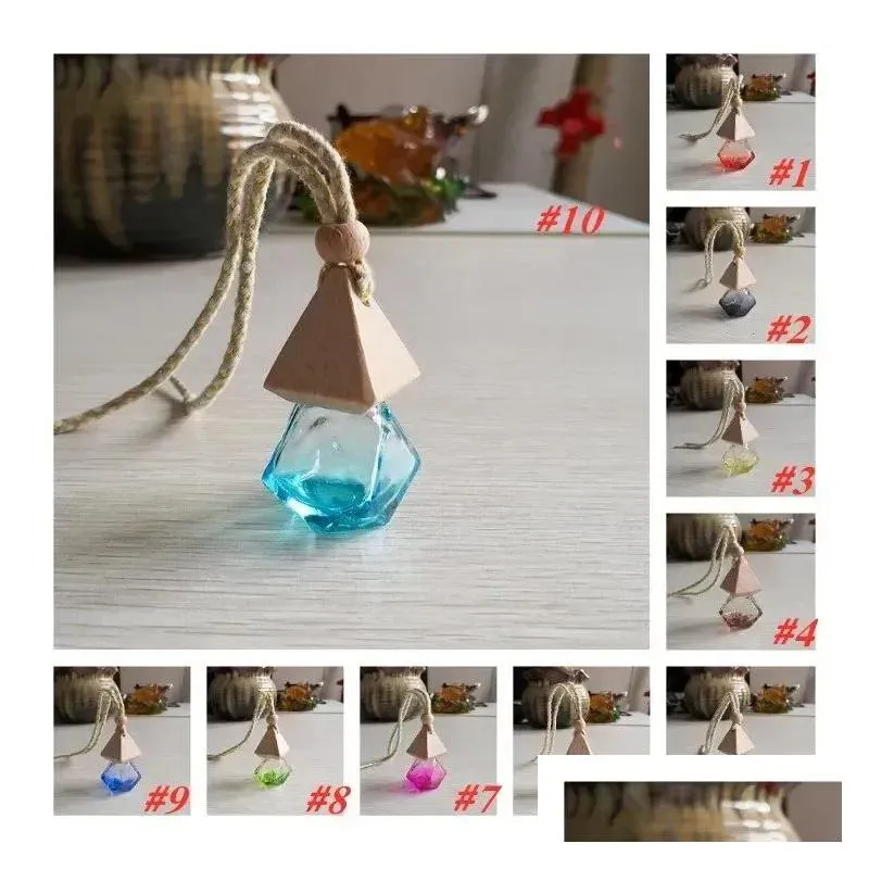 diamond car perfume bottle pendant empty bottle air freshener perfume fragrance diffuser empty glass bottle portable pendants jn13