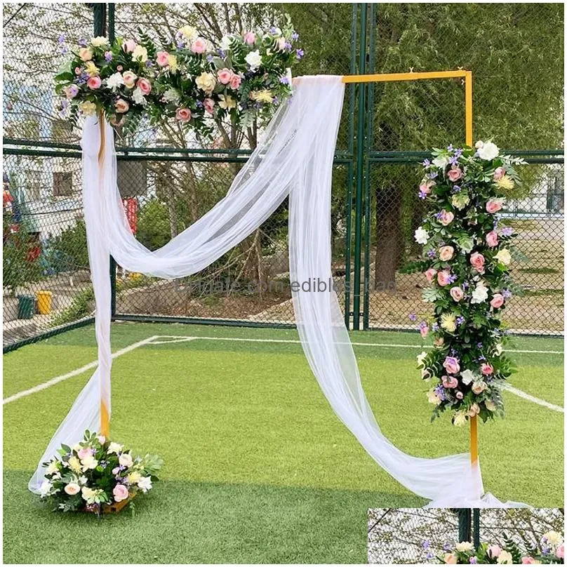 party decoration wedding square arch event props metal stand stage backdrop frame decorative artificial flowers rack balloon7802756