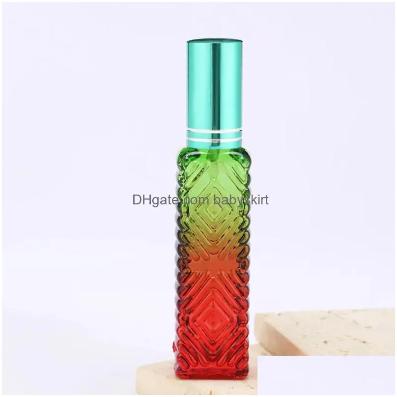 Perfume Bottle Fashion Thick Glass Per Bottles 10Ml Gradient Color Empty Spray Bottle Of Essential Oil Atomizer Refillable Drop Delive Dhusa