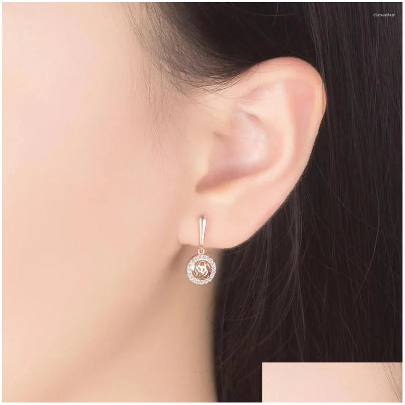 Stud Earrings Fashion Versatile 925 Sterling Silver Dazzling Circle With Cubic Zircon Minimalist Tassle For Teens Jewelry