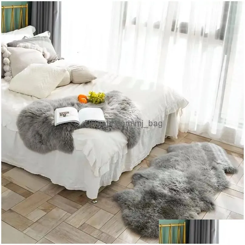 Carpet Soft Faux Fur Sheepskin Rug Fluffy Chair Er Long Hair Childrens Bedroom Mat Plush Wool Hairy Pad Seat Area Furry Rugs Drop Del Dhqwn