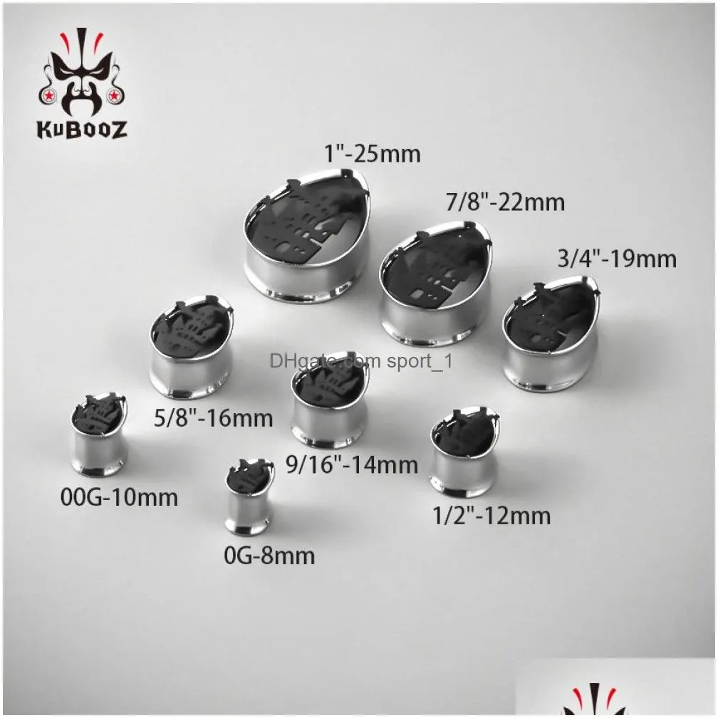 kubooz ear expander tunnels castle gauges stretchers plugs stainless steel earrings piercing jewelry wholesale 8mm to 25mm 34pcs