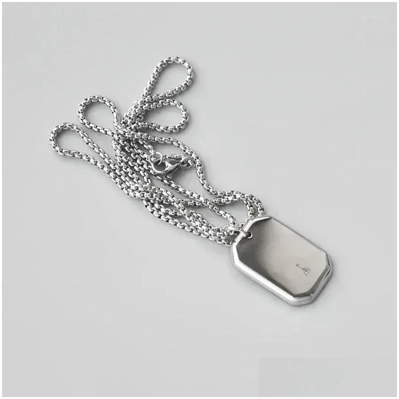 Pendant Necklaces Men`s High Polished Dog Tag Rock Punk Silver Color Stainless Steel Geometric Arrow Collar Gifts For Him