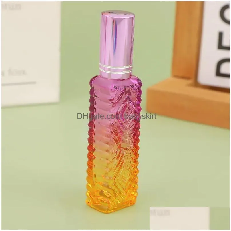 Perfume Bottle Fashion Thick Glass Per Bottles 10Ml Gradient Color Empty Spray Bottle Of Essential Oil Atomizer Refillable Drop Delive Dhusa