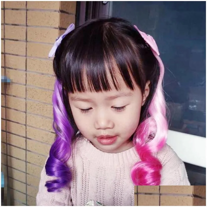 Hair Accessories 1 Pcs Child Bow Clip Long Gradient Curls Hairpin Ribbon For Girls Kids Sweet Fashion Cute Headband Styling Tool Drop Dhcks