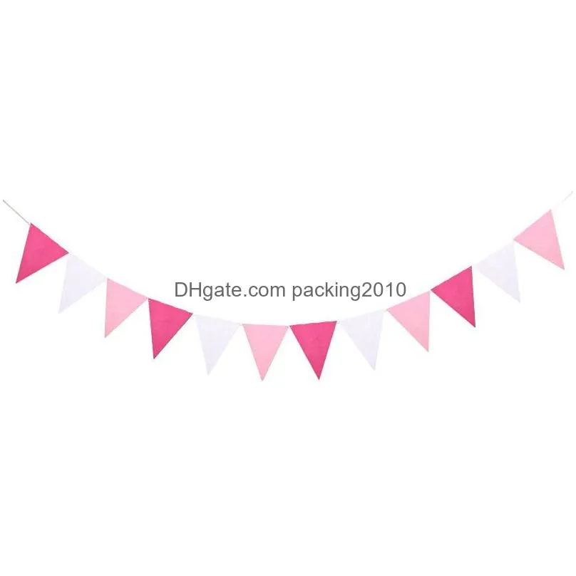 Banner Flags 12 Flags Colorf Pennant Felt Banner Bunting String Triangle Flag Party Celebrations Shops Decorations Baby Shower Wedding Dhk0H