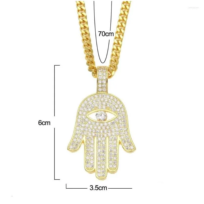 pendant necklaces mens hip hop khamsah hamsa chain necklace gold silver color cubic zircon jewelry gift with 5mm width cuban