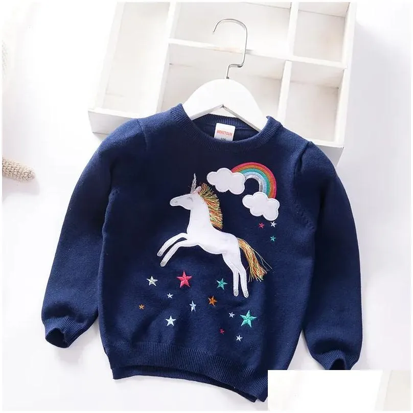 Hotsell New Kids Sweater Soft Cartoon Pullover Sweater For Girls Fashion Sequins Childrens Knitting Clothes Baby Boy & Girl Jumper 3-7 Y