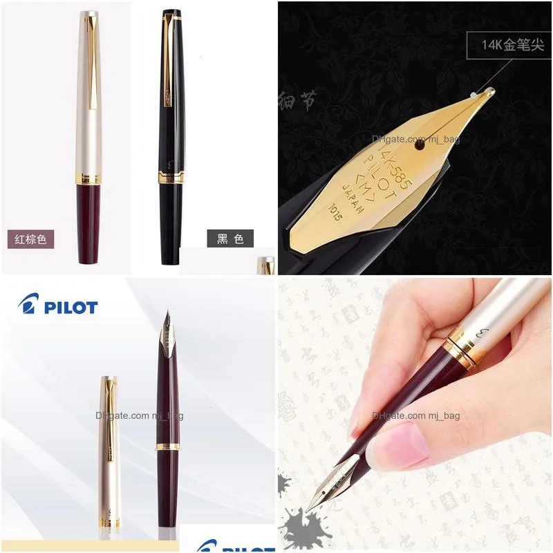 Fountain Pens Wholesale Fountain Pens Pilot Classic Elite 95S 14K Gold Nib Gift Set Limited Version High Quality Ink Office Stationery Dhdm9