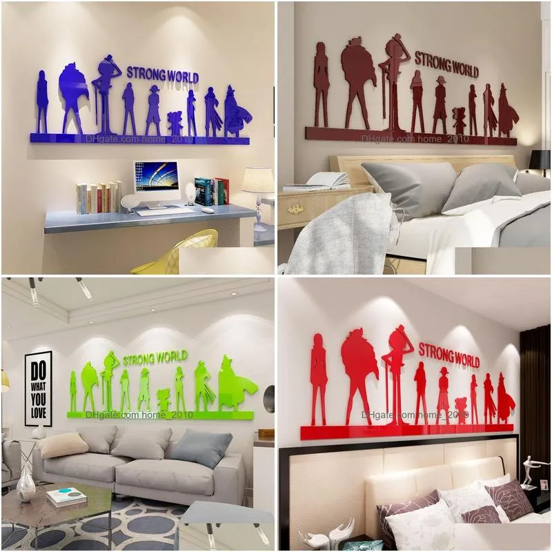 wall stickers cartoon creative 3d waterproof bedroom living room background mirror acrylic kids sticker 221008