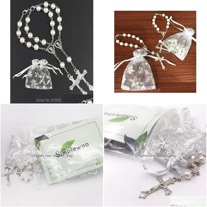 party favor simplewoo first communion gifts baptism rosary favors recuerdos de bautizo quinceanera whitesilv pack of 12pcs9507155