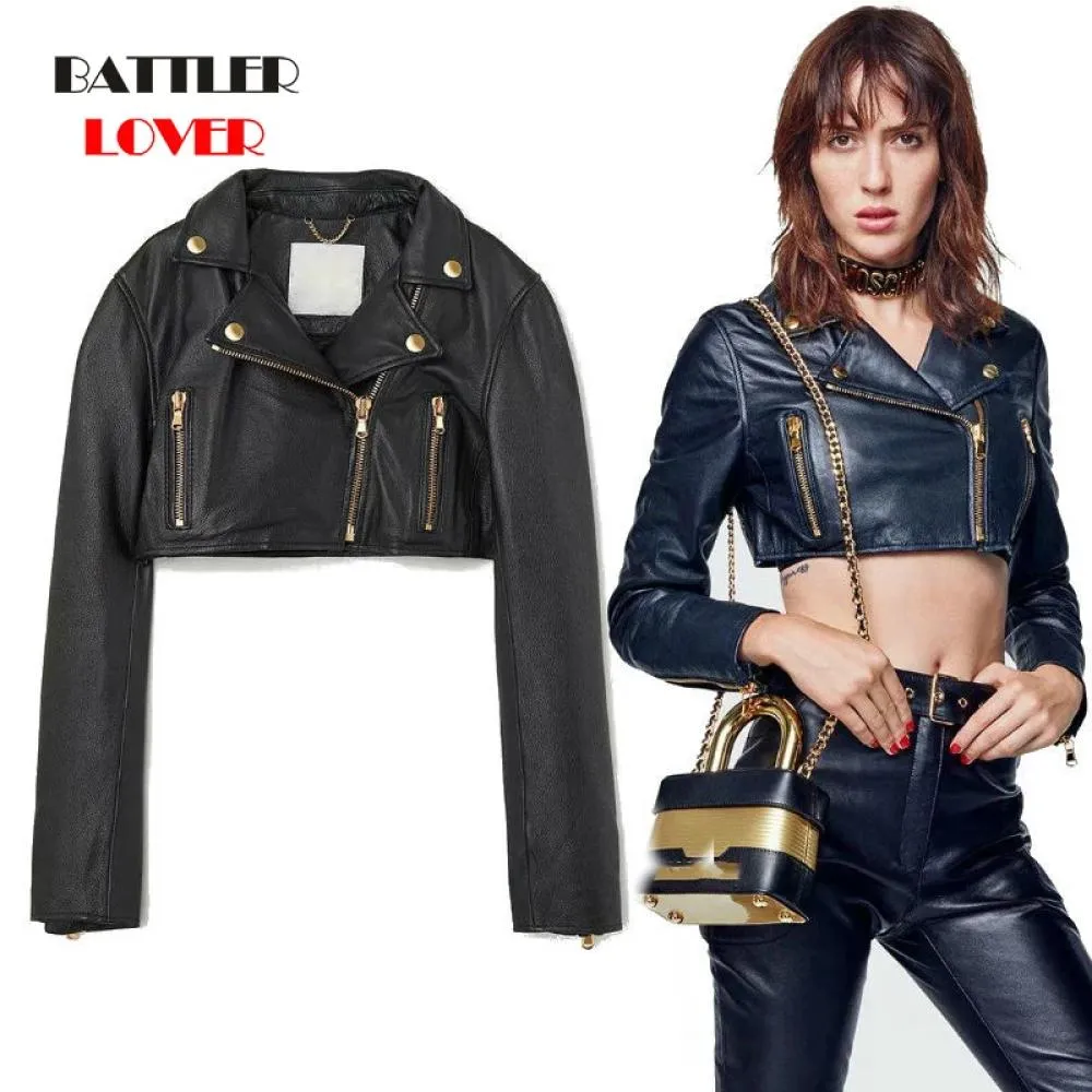 2020 New Fashion Women Casual Motorcycle Soft Leather Jackets Girl Autumn Winter Black Short Jacket Coat Outwear Punk Streetwear