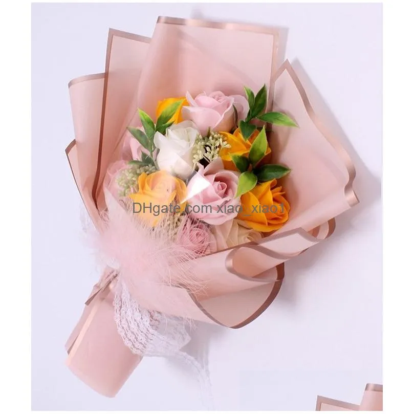 11pcs handmade creative soap flowers rose bouquet gift box simulation decorative flower valentines day birthday decor6315425