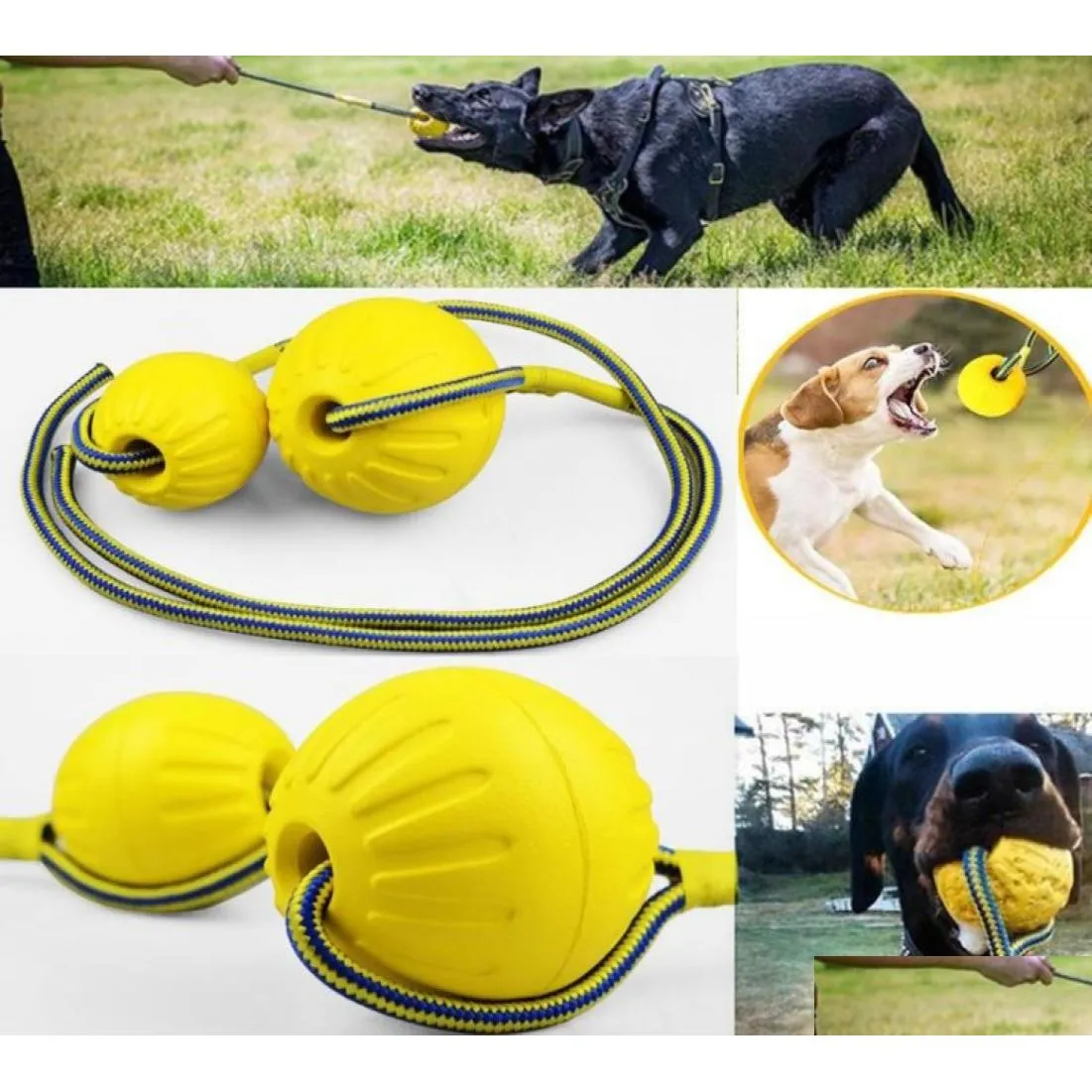 pet dog toys eva ball toys with rope interactive tug of war toy for large dogs elastic floating training chew toys dog supplies