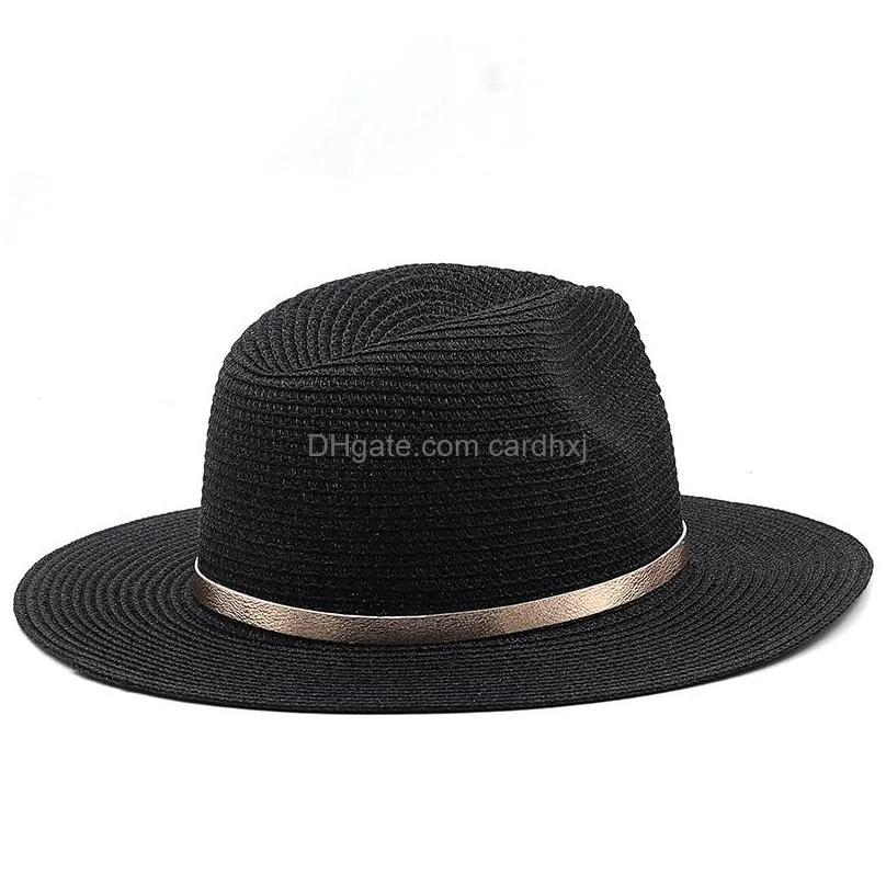 Stingy Brim Hats Spring Summer Beach Hat St Women Men Wide Brim Hats Woman Man Jazz Panama Top Cap Female Male Outdoor Casual Caps Sun Dhkxu