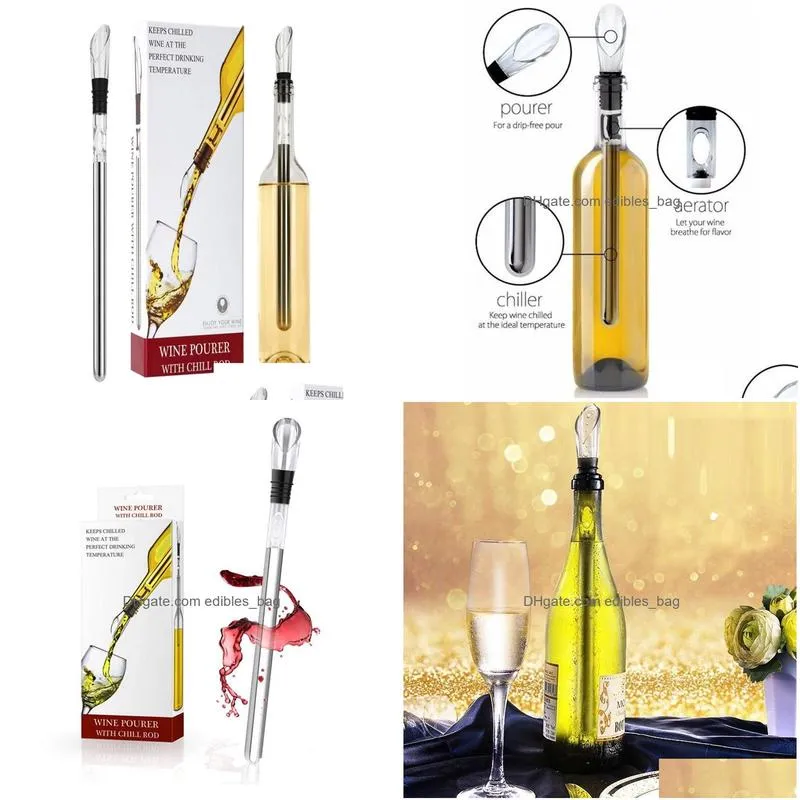 3in1 stainless steel wine chiller ice red wines bottle rapid cooler chiller stick beverage frozen chilling rod with aerator and