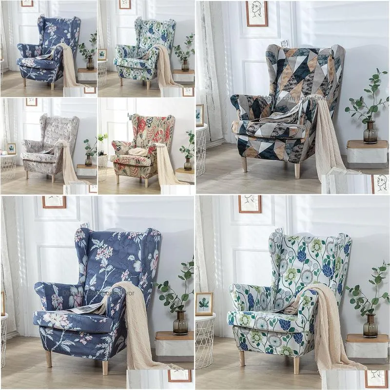 wingback chair covers wing chair slipcovers printed washable slip cover for living room and bedroom with nordic style