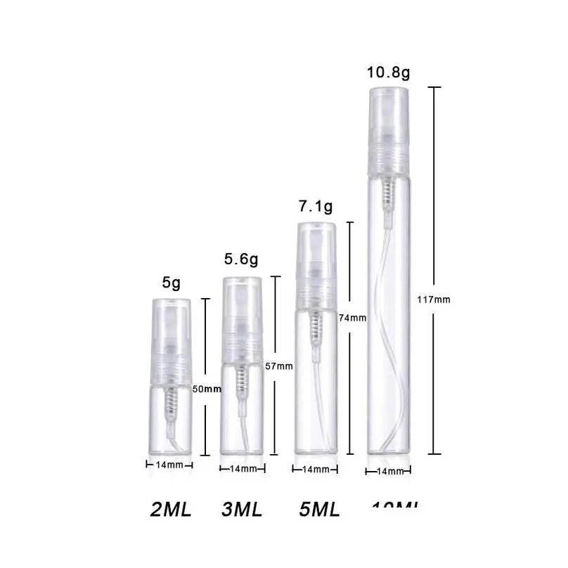 Packing Bottles Wholesale 2Ml L 5Ml 10Ml Plastic /Glass Mist Spray Per Bottle Small Par Atomizer Refillable Sample Vials For Essential Dhdz6