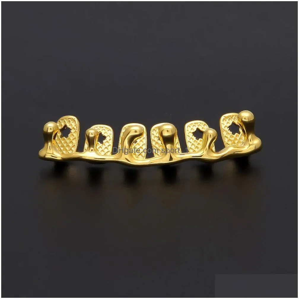  custom fit gold color hip hop teeth drip grillz caps lower bottom grill silver grills337q