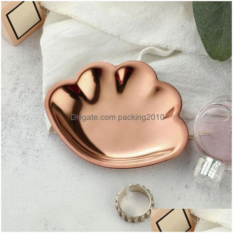 Dishes & Plates Stainless Steel Shell Jewelry Plate Ring Holder Dish Trinket Food Tray Key Organizer Thanksgiving Christmas Birthday G Dhbq8