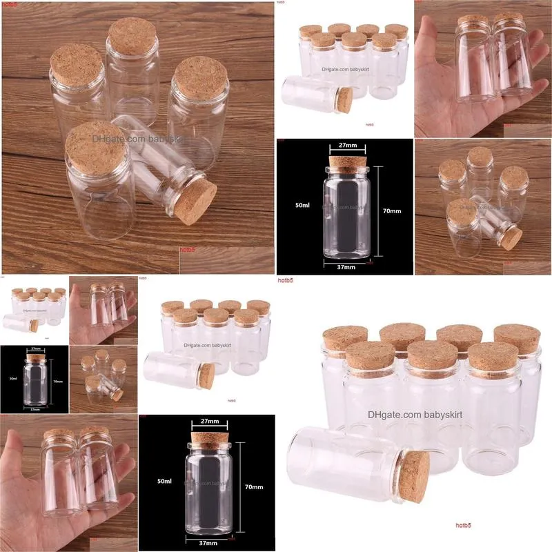 Perfume Bottle 24Pcs 37X70X27Mm 50Ml Mini Glass Wishing Bottles Tiny Jars Vials With Cork Stopper Wedding Giftgood Qty Drop Delivery H Dhagg