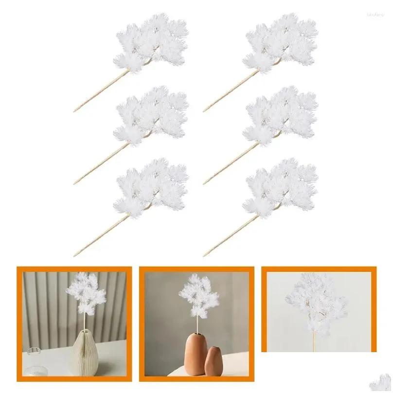 Decorative Flowers 6pcs Simulation Pine Picks Branches Fake For DIY