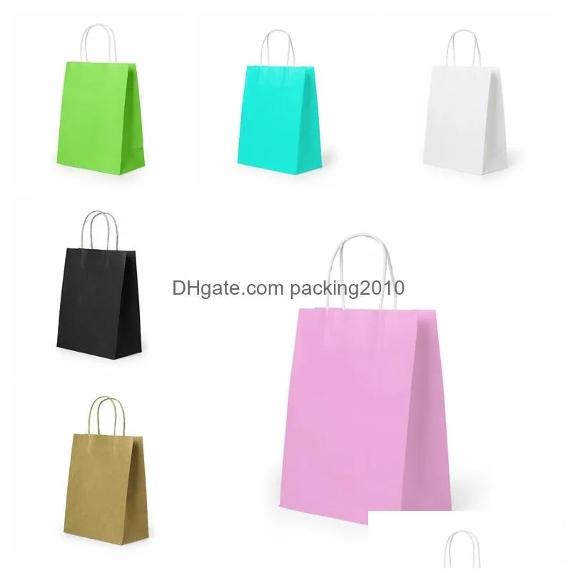 Gift Wrap 11 Color Kraft Packaging Paper Bag Wraps Recycled Biodegradable Retail Grocery Shop Festival Gift Package Bags Wrap Custom M Dhamv