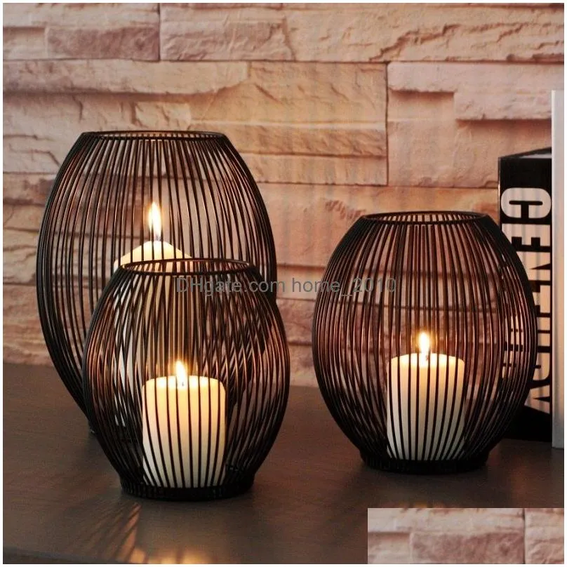 very good black metal hollow like a bird cage lantern candle holder without led lights romantic home el decoration ornaments 201125