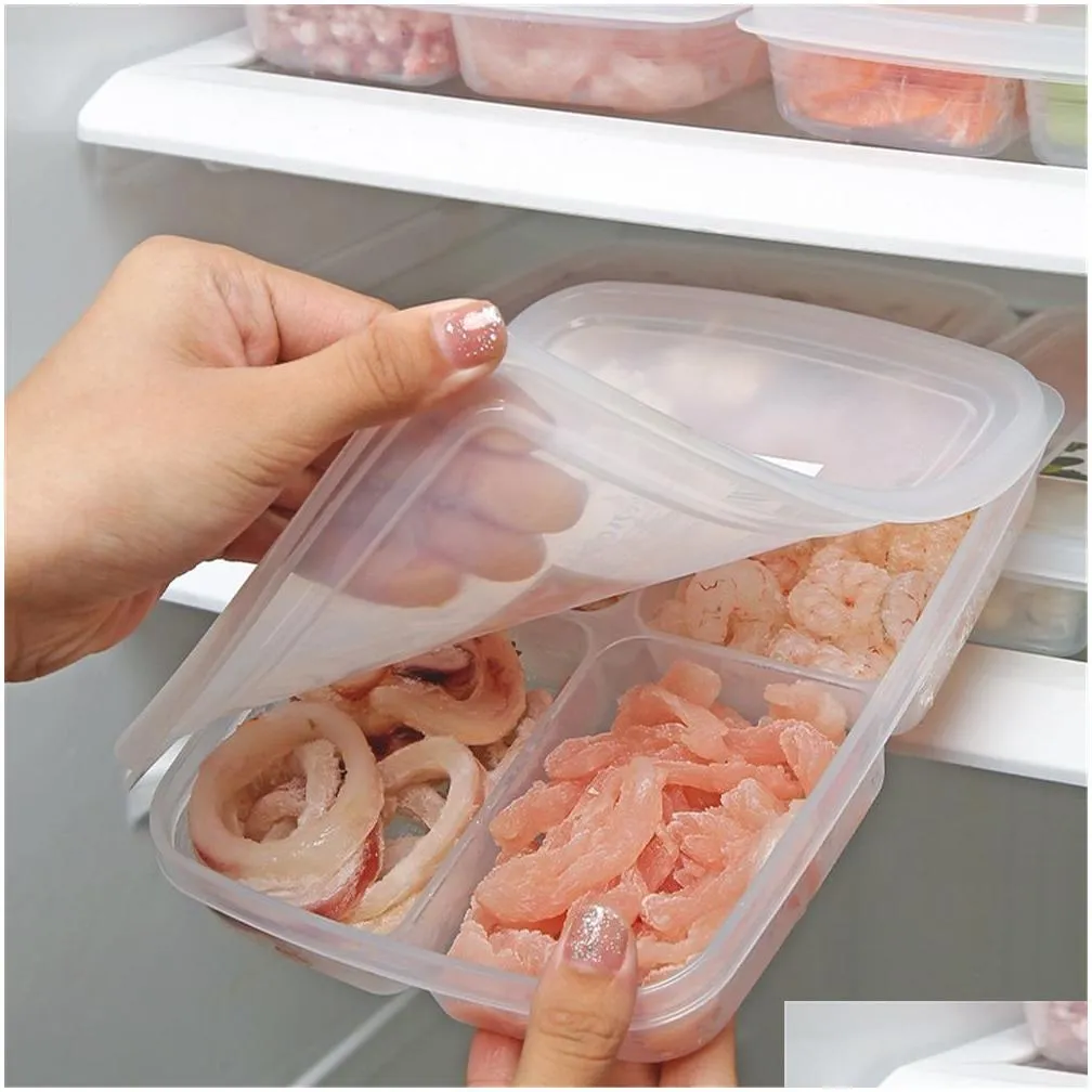 storage bottles 4 grids food preparation box compartment refrigerator zer organizers sub-packed meat onion ginger dishes wholesale