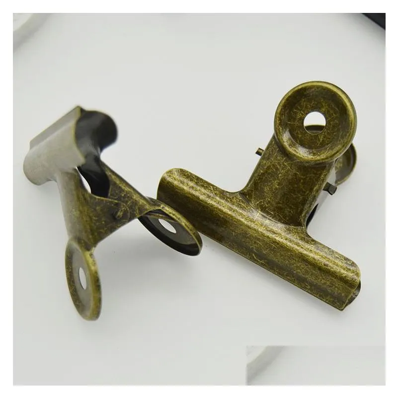 4 size retro round metal grip clips bronze bulldog clip metal ticket paper clip for tags bags office wholesale