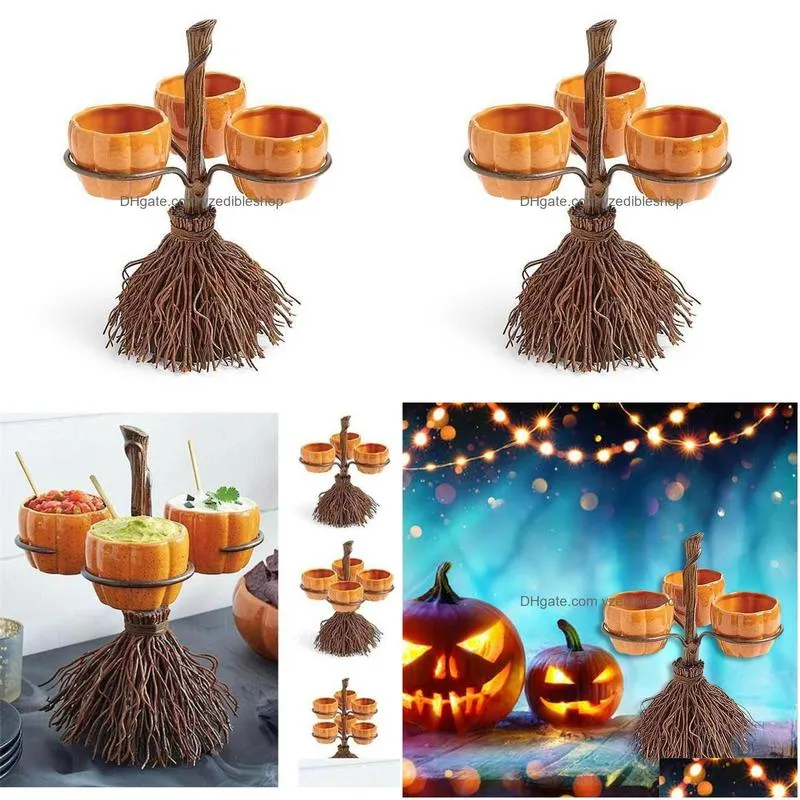 dishes plates halloween pumpkin snack rack witch bowl stand cake dessert fruit party buffet display tray for serving