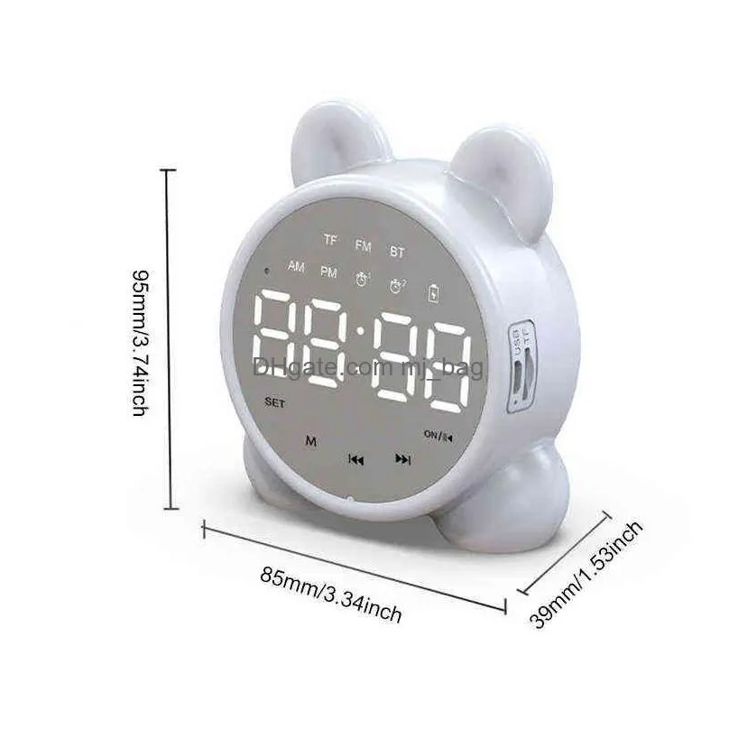 Desk & Table Clocks Cute Cat Bluetooth Speaker Alarm Clock Led Digital Girls Bedside Wake Up Temperature Sn 211112 Drop Delivery Home Dhv8Q
