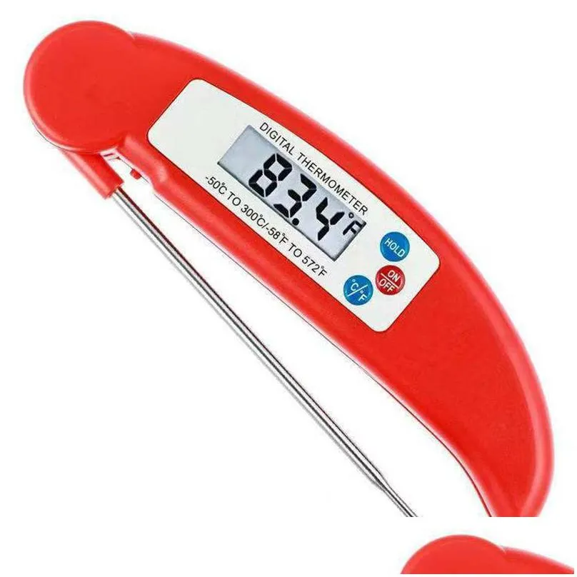 instant read thermometer fast precise digital foldable probe thermometers water milk oil deep fry bbq grill roast turkey oven temperaure sensor