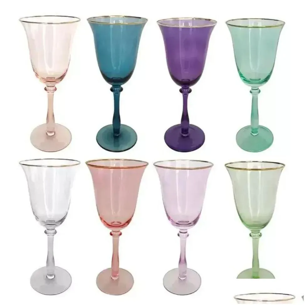 300ml colored wine glass goblet red wine glass champagne saucer cocktail swing cup for wedding party ktv bar creative jy11