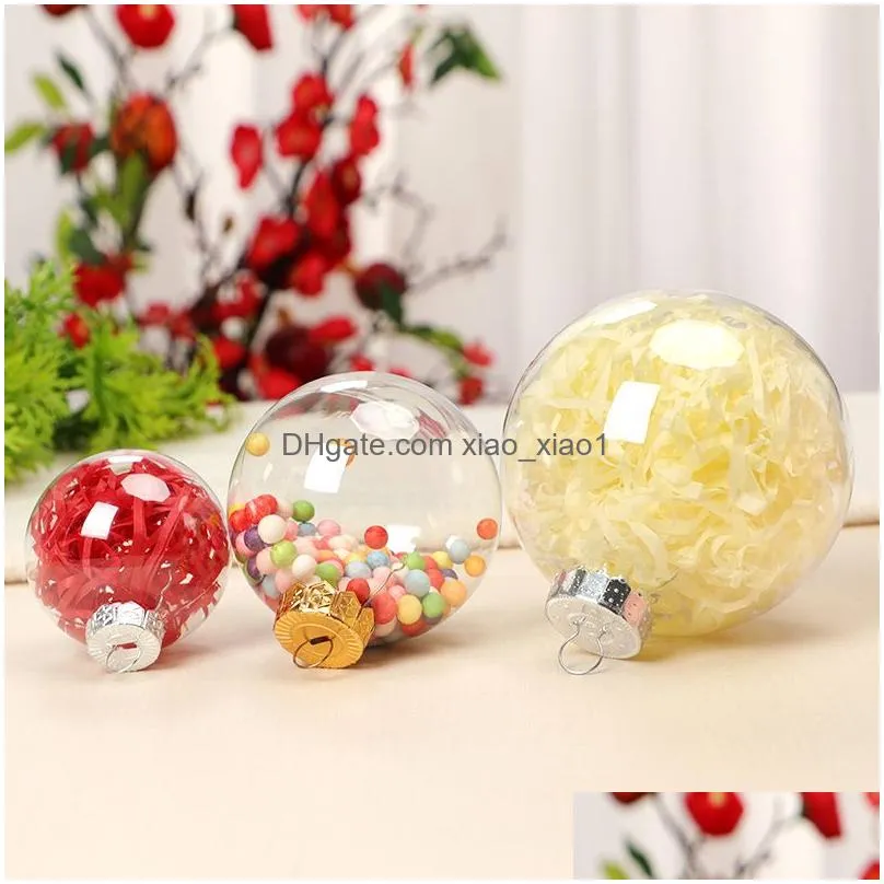  50pcs golden silvery transparent christmas ball plastic baubles clear fillable xmas tree hanging ornament decor toys year