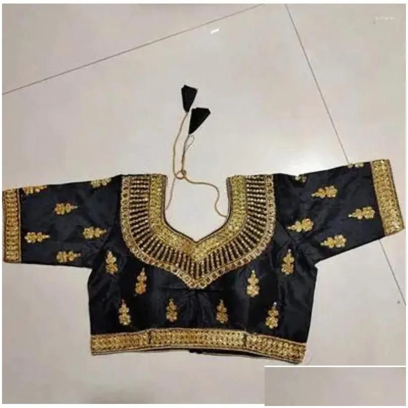 Ethnic Clothing Traditional Sari Top Women Shirt Summer Gold Thread Embroidery Pakistan Rhinestone