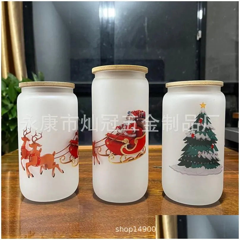 12oz 16oz 20oz 25oz gradient mason jar clear frosted tumbler sublimation blank glass beer can with bamboo lid and straw termico aa