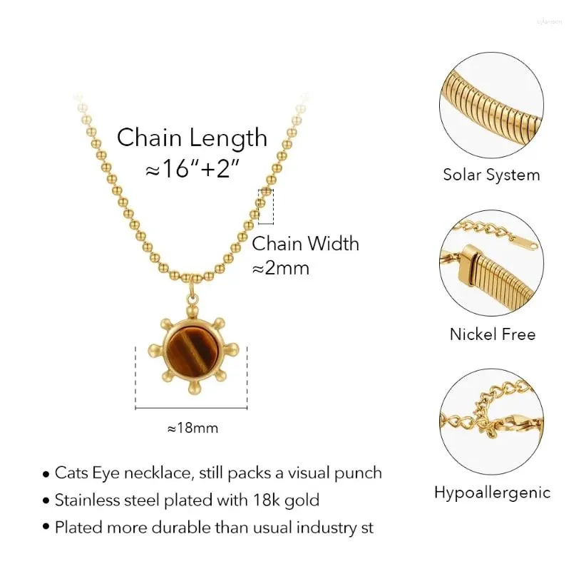 Pendant Necklaces ENFASHION Para Mujer Natural Stone Necklace For Collares Women`s Stainless Steel Gold Color Cute Jewelry Party