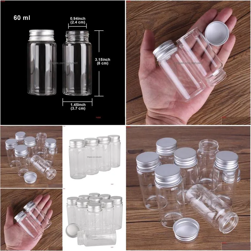 Perfume Bottle 15 Pieces 60Ml 37X80Mm Glass Bottles With Aluminum Caps Spice Container Jars Vials Diy Craft For Weddinggood Qty Drop D Dhjqa