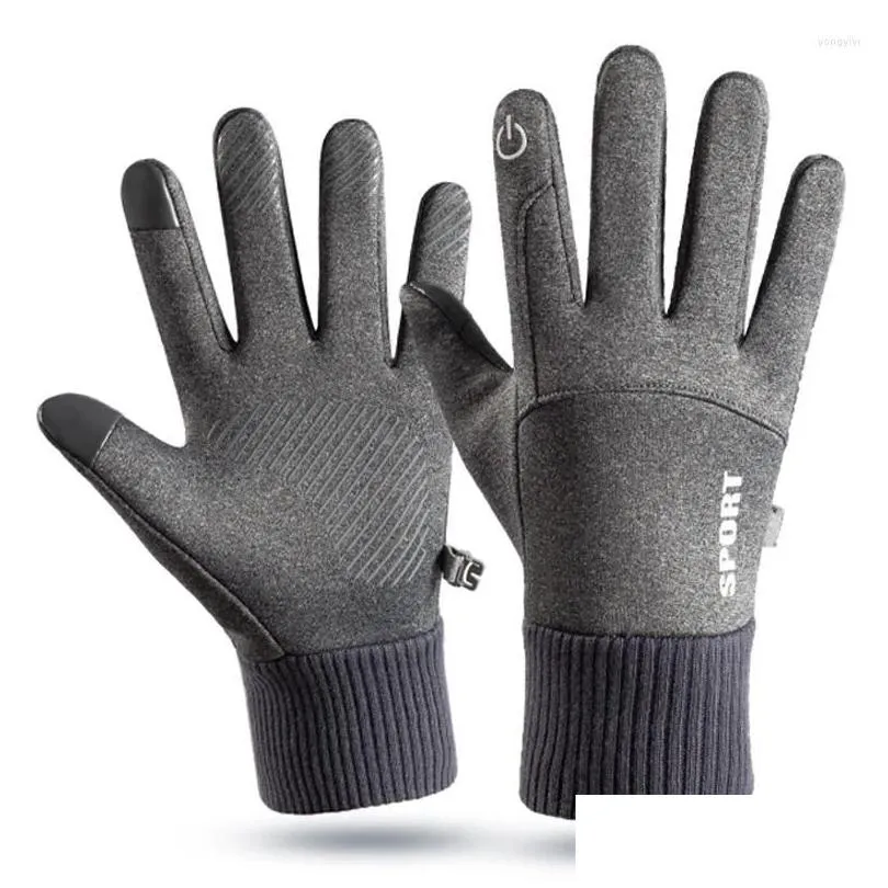 Cycling Gloves Outdoor Men`s Winter Fleece Warm Touch Screen Non-slip Mountaineering Ski Waterproof And Windproof Sports