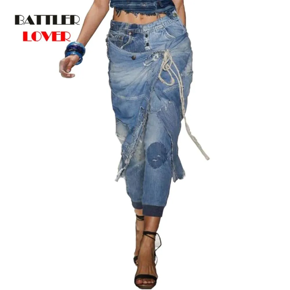 Jeans Women 2020 New Fashion Personality Broken Hole Washed Bleached Vintage Mid Waist Plus Size Pencil Pants