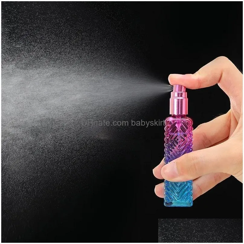 Perfume Bottle Fashion Thick Glass Per Bottles 10Ml Gradient Color Empty Spray Bottle Of Essential Oil Atomizer Refillable Drop Delive Dhusa