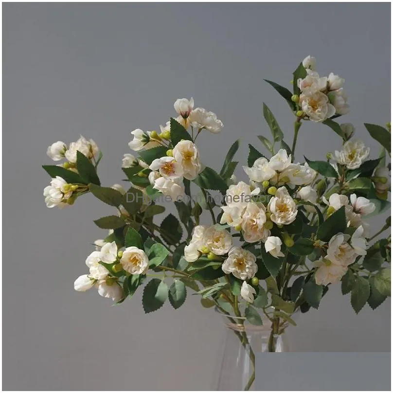 decorative flowers wreaths small roses branch with fake leaves decoration mariage garden supplies silk home decordecorative