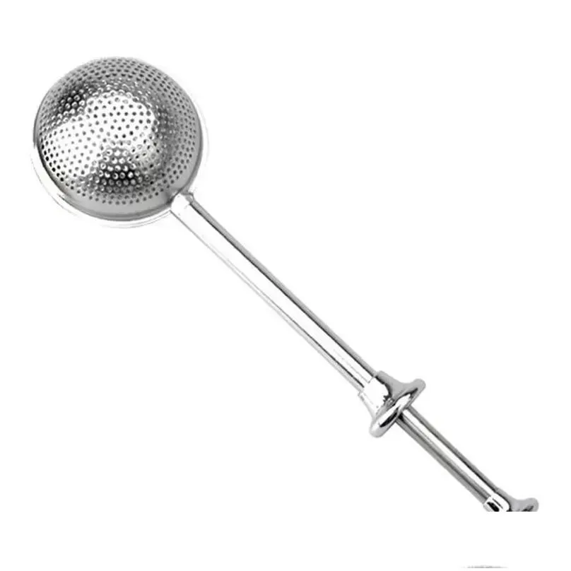 tea strainer ball push teas infuser loose leaf herbal teaspoon strainers filter diffuser home kitchen bar drinkware stainless bb1109