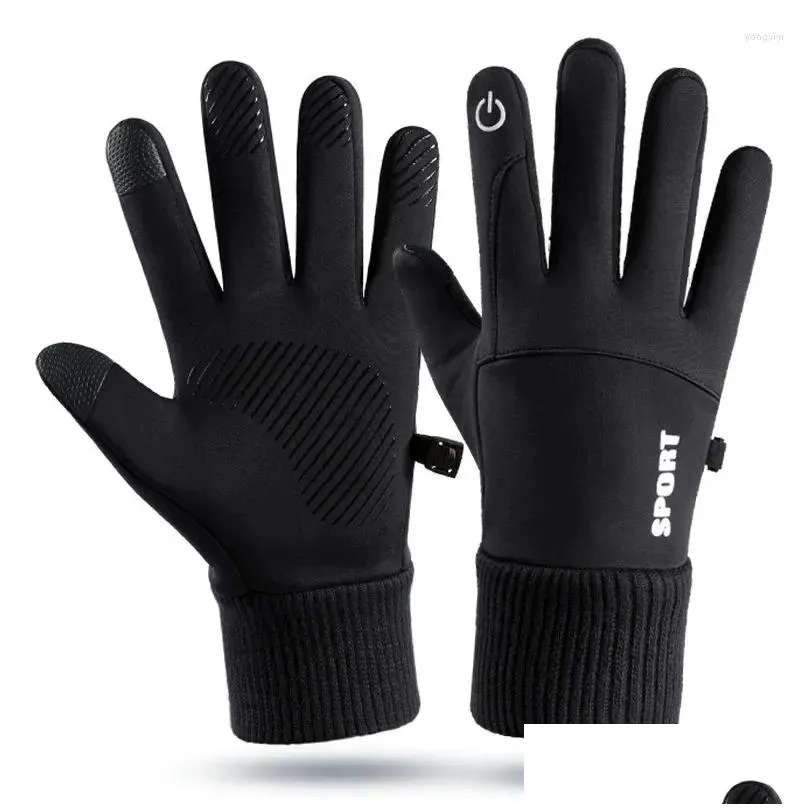 Cycling Gloves Outdoor Men`s Winter Fleece Warm Touch Screen Non-slip Mountaineering Ski Waterproof And Windproof Sports