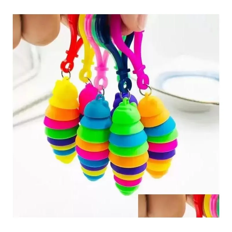 Decompression Toy 2022 New 7Cm Caterpillar Toy Decompression Snail Slug Pendant Warhead Keychain Childrens Toys Christmas Gift Wholesa Dhsyh