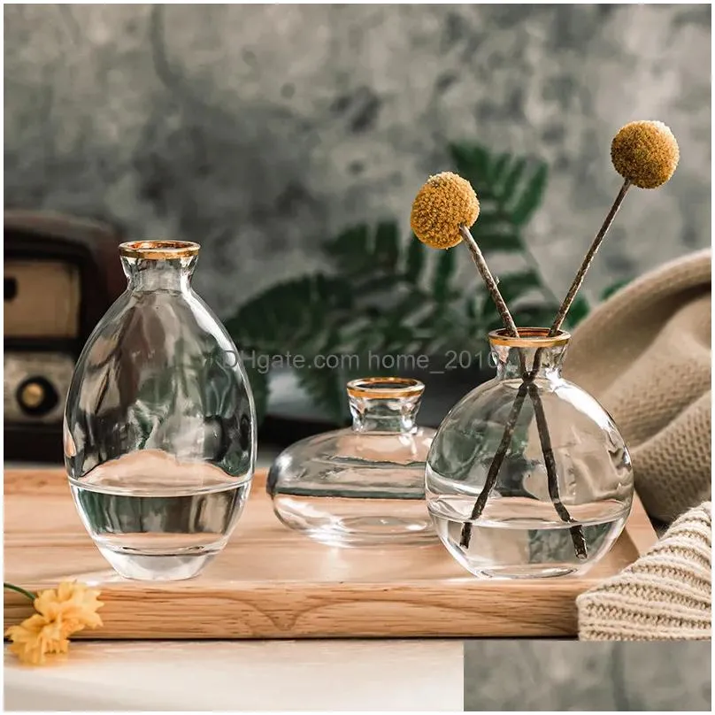 3pcs classic creative mini vase top quality glass transparent home deco living room reagent bottles flower vase wholesale 210409